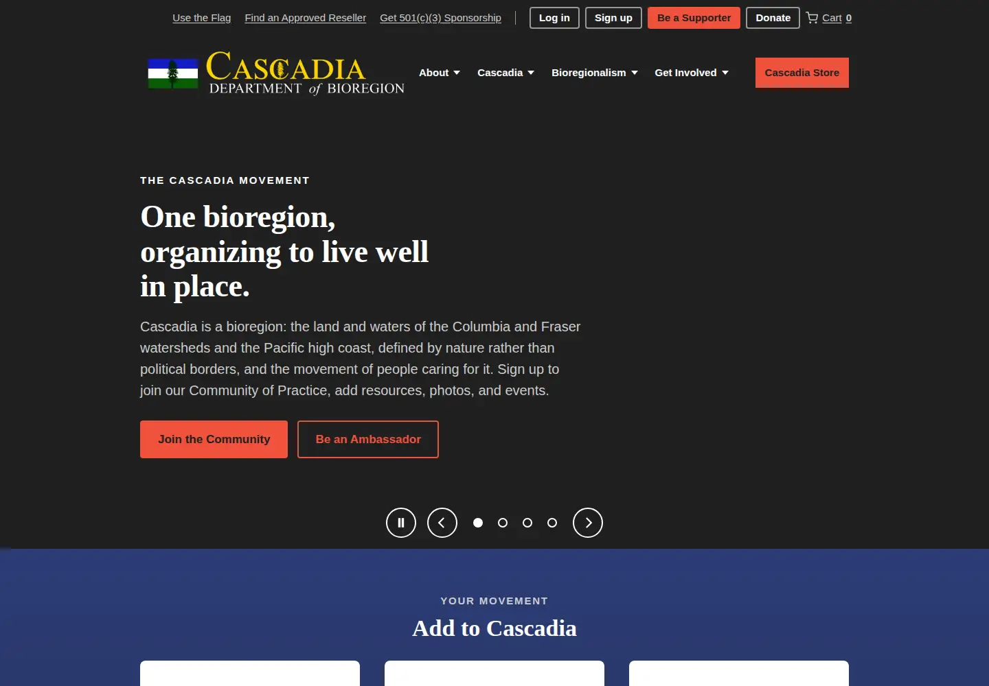 Screenshot of cascadiabioregion.org