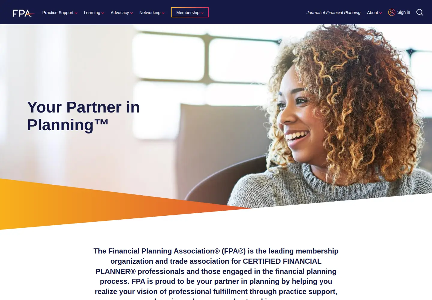 Screenshot of financialplanningassociation.org