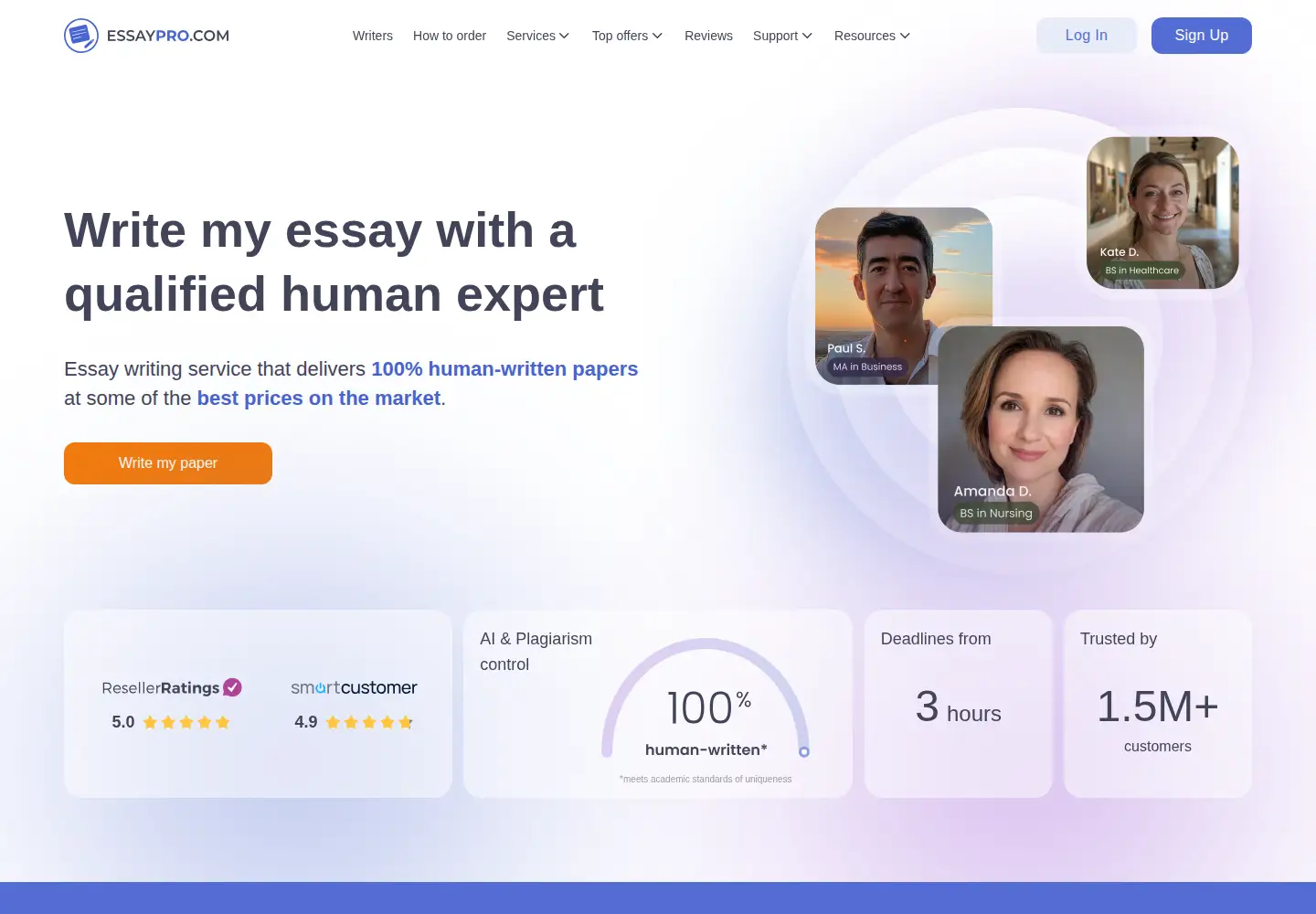 Screenshot of essaypro.com