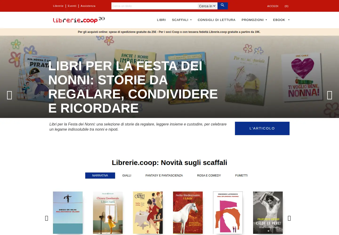 Screenshot of librerie.coop