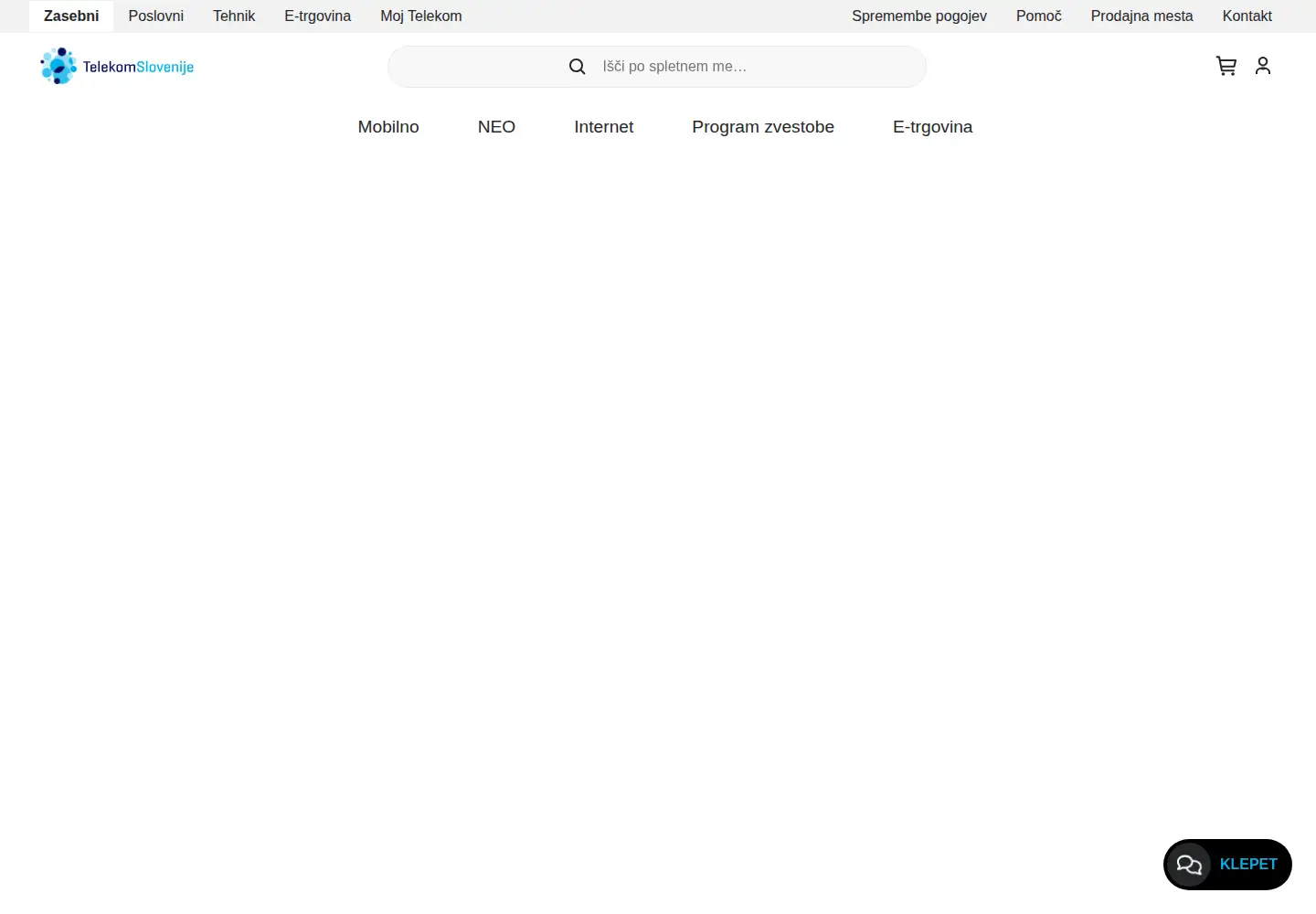 Screenshot of telekom.si