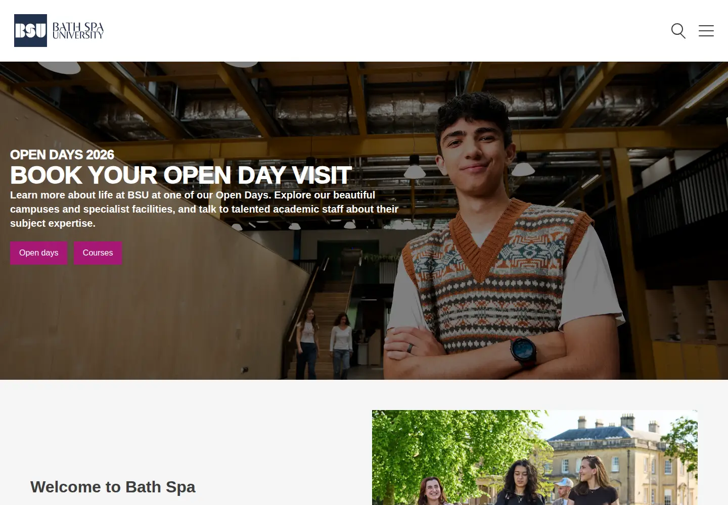 Screenshot of bathspa.ac.uk
