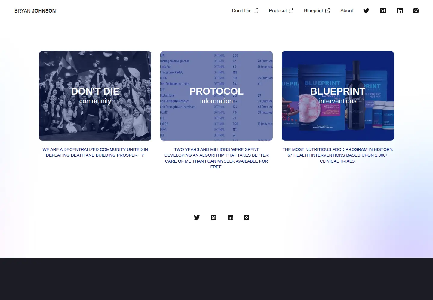 Screenshot of bryanjohnson.com