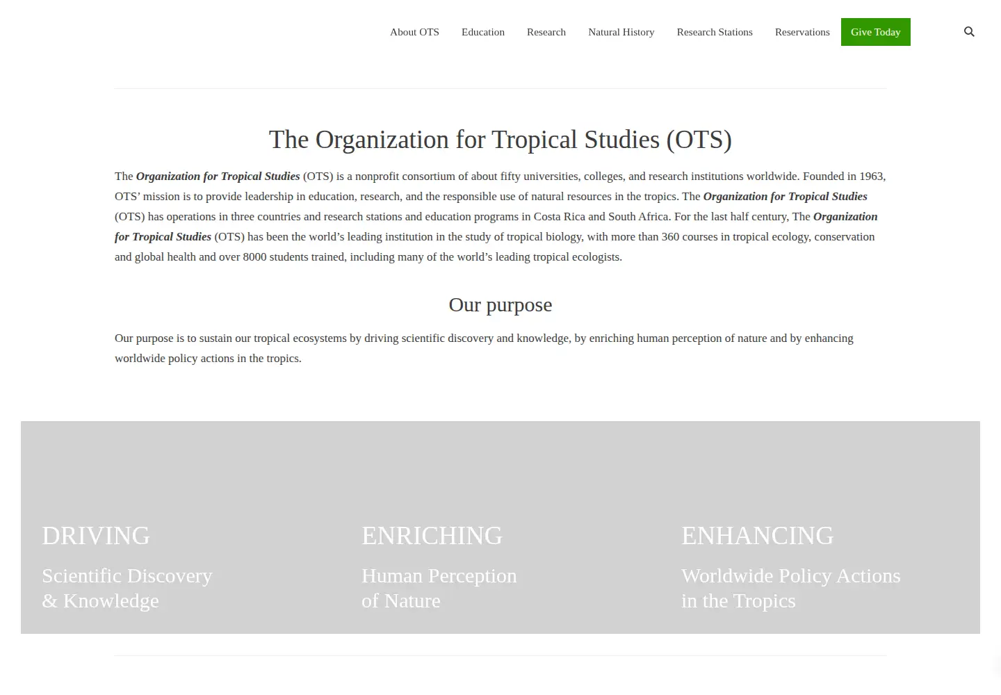 Screenshot of tropicalstudies.org
