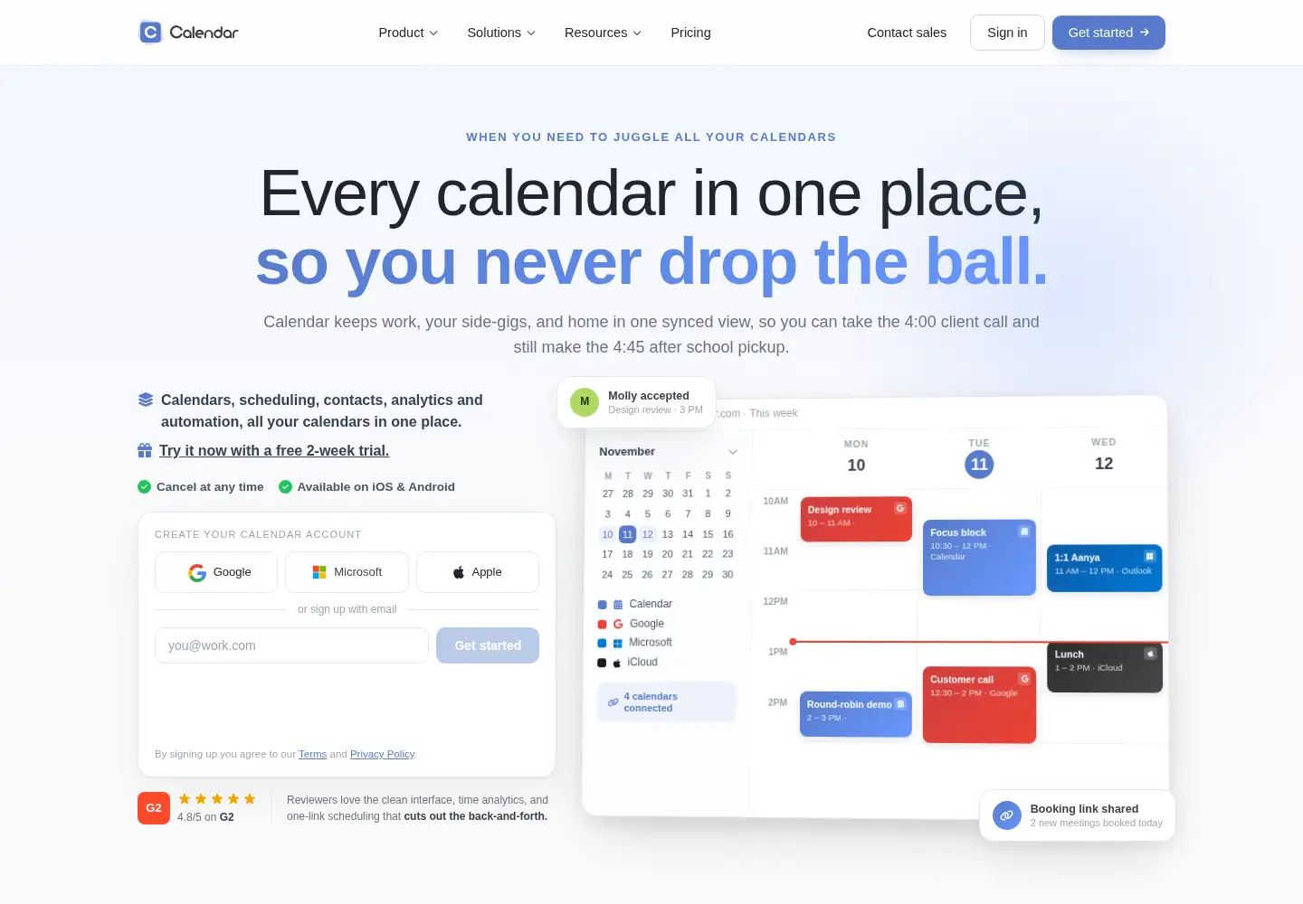 Screenshot of calendar.com