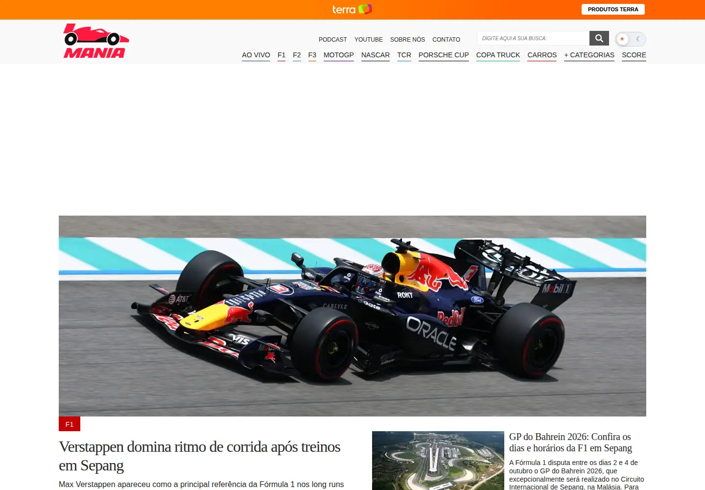 Screenshot of f1mania.net