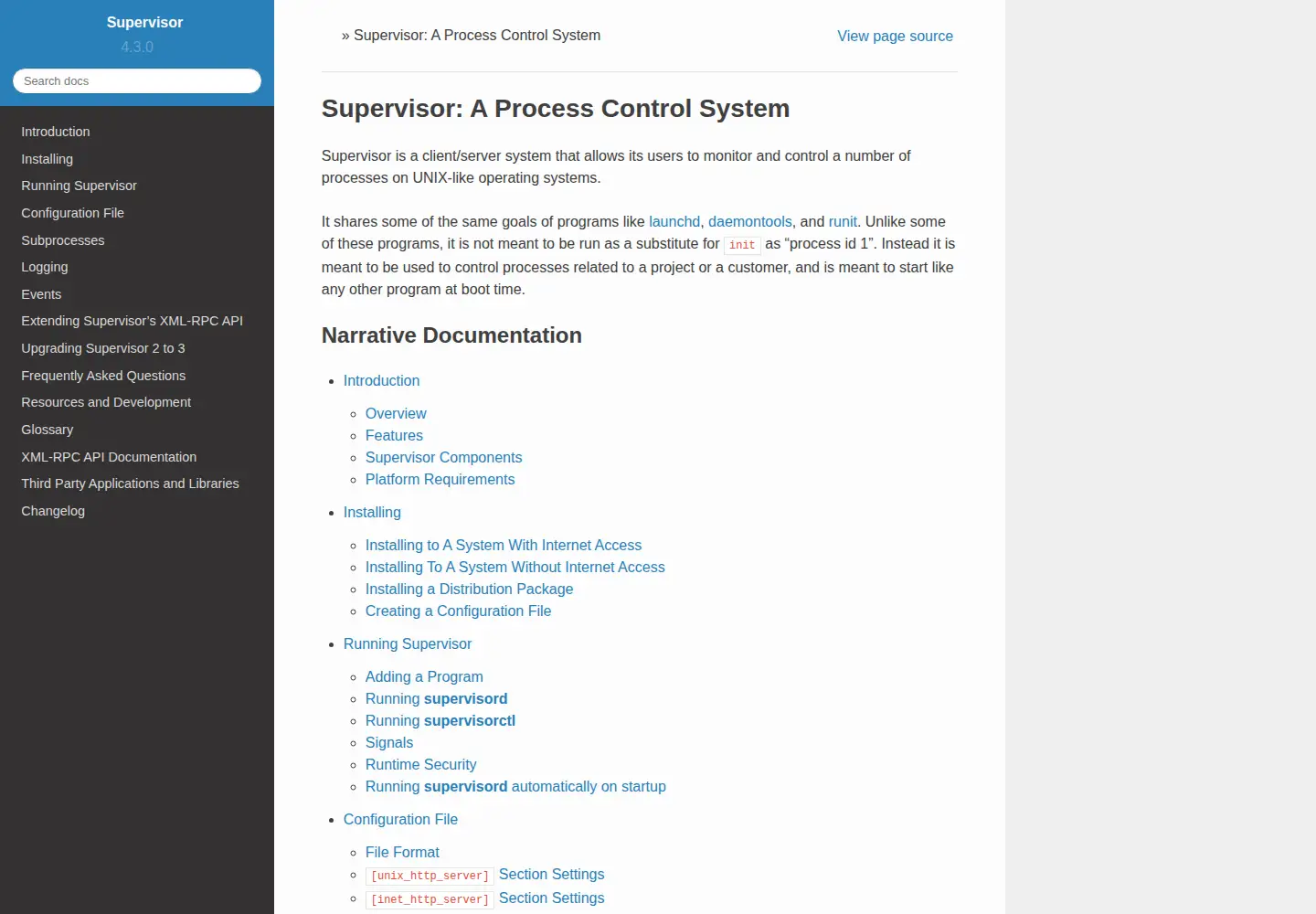 Screenshot of supervisord.org