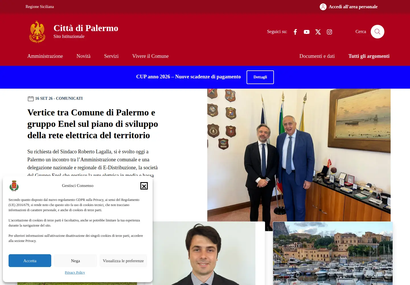 Screenshot of comune.palermo.it