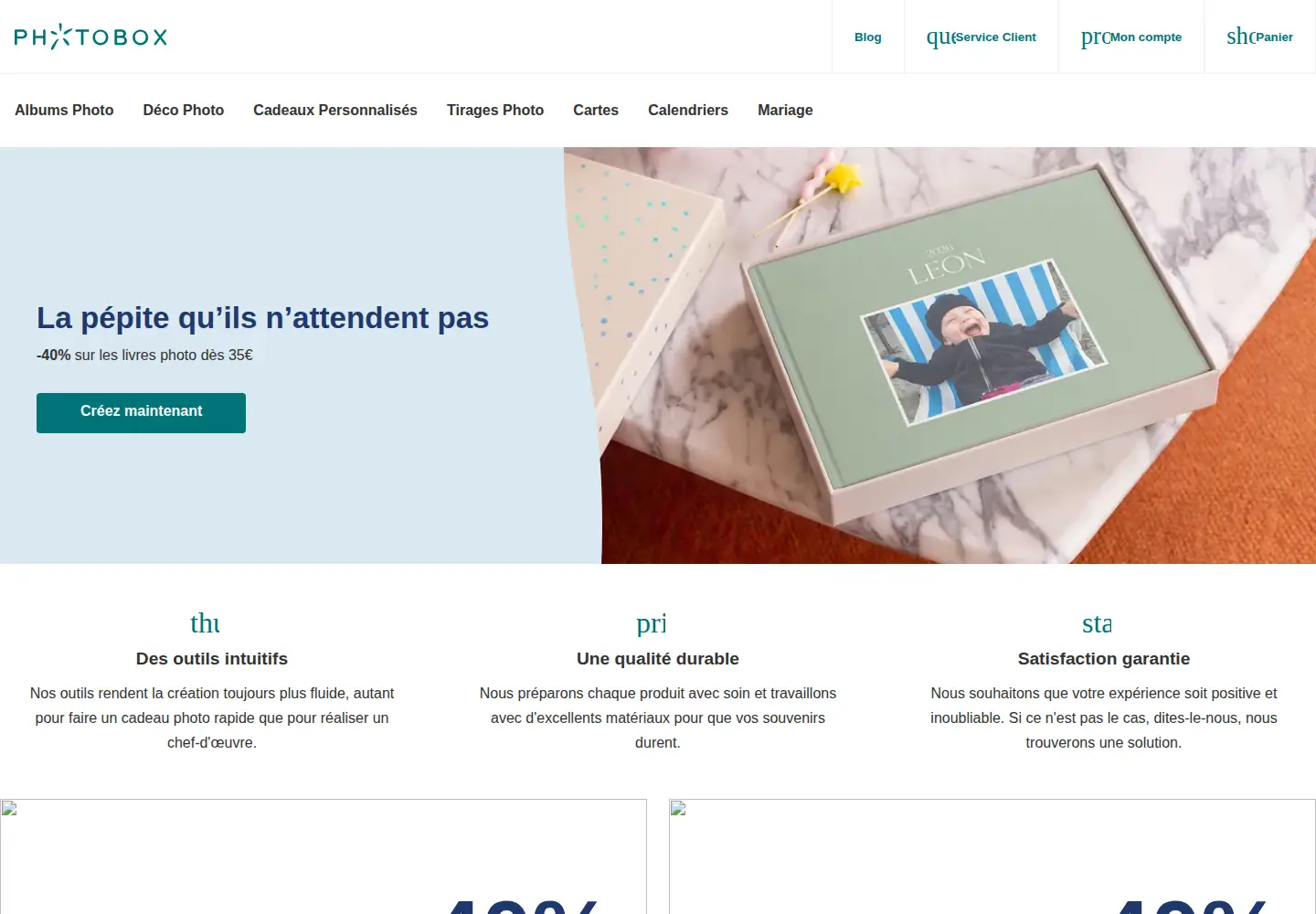Screenshot of photobox.fr