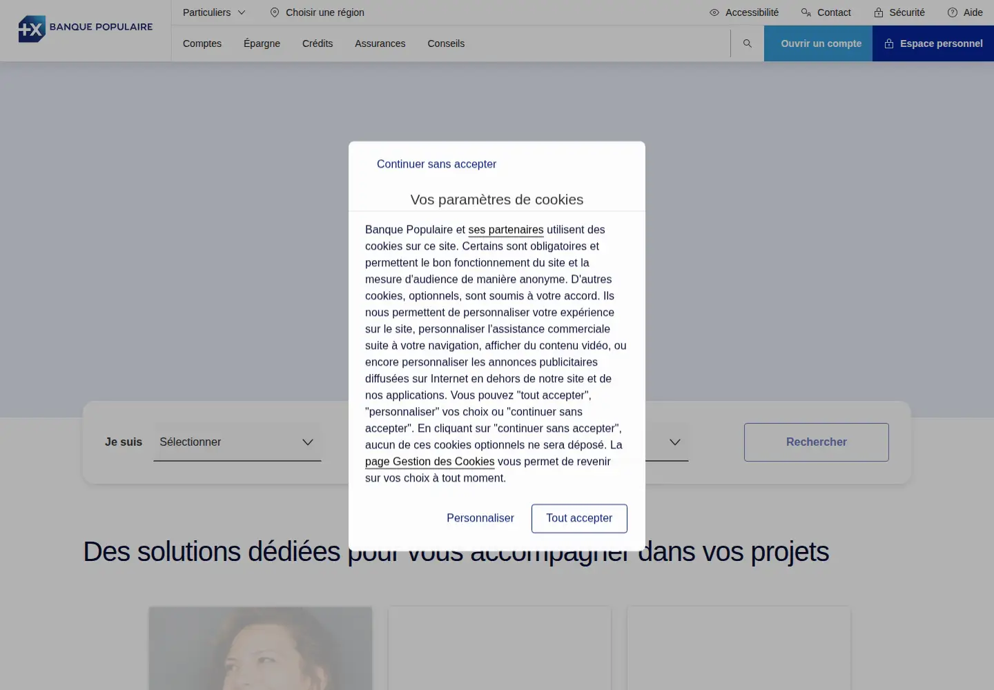 Screenshot of banquepopulaire.fr