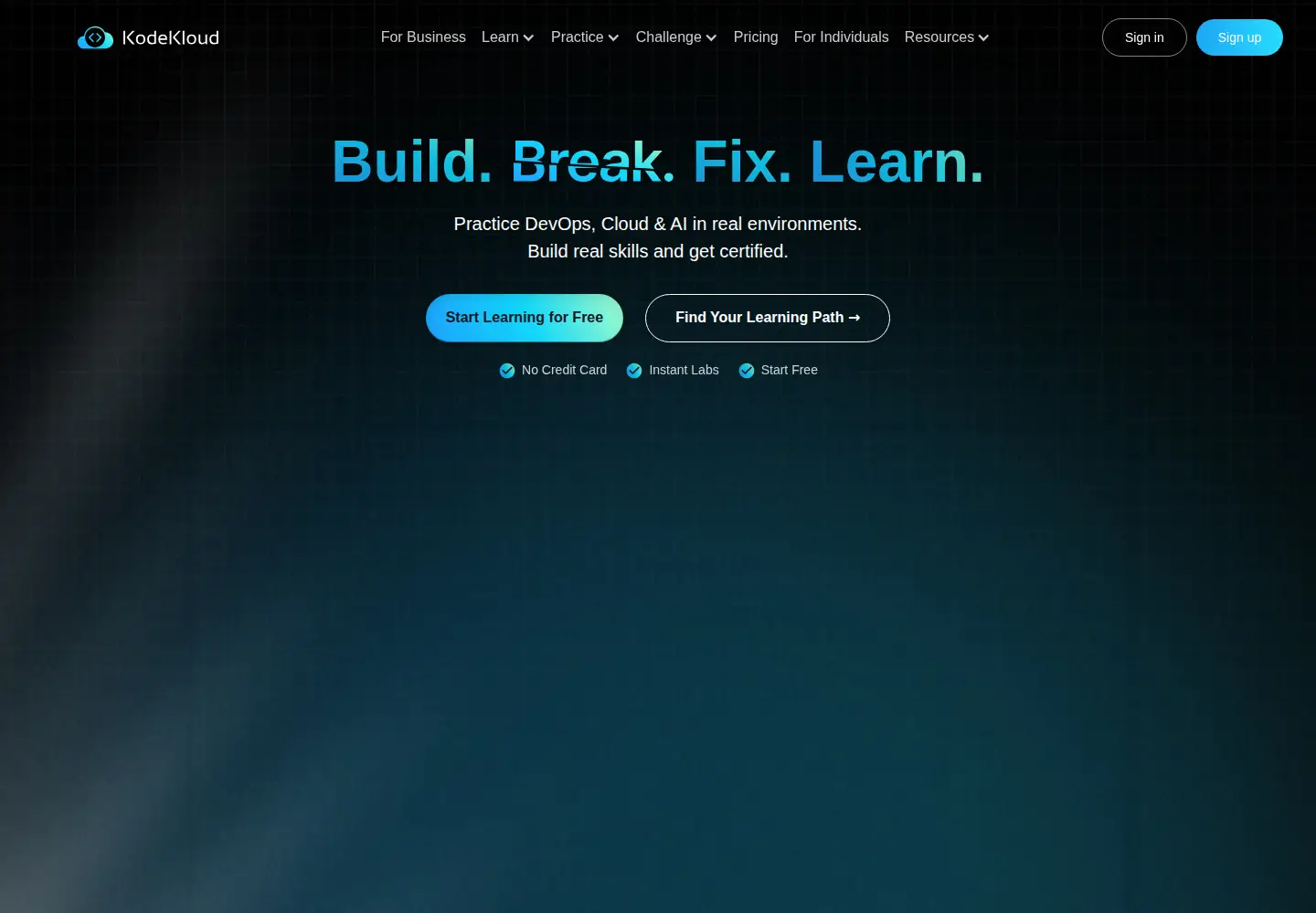 Screenshot of kodekloud.com