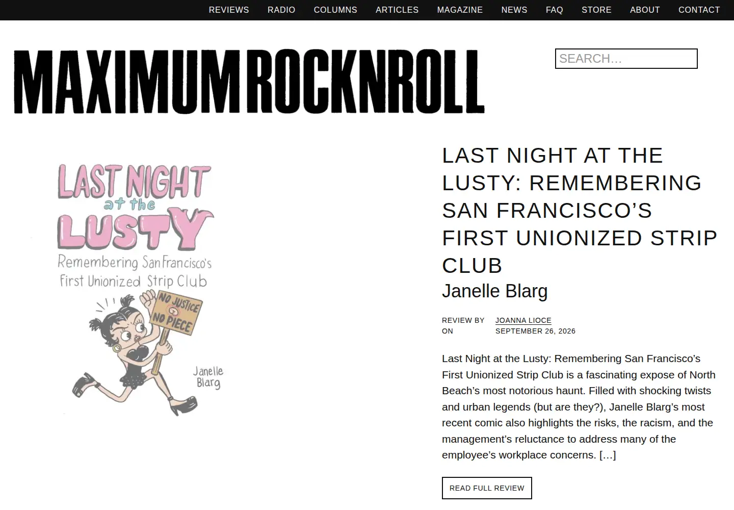 Screenshot of maximumrocknroll.com