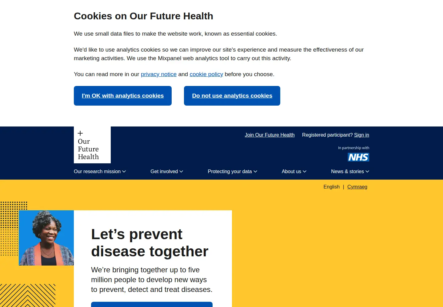 Screenshot of ourfuturehealth.org.uk