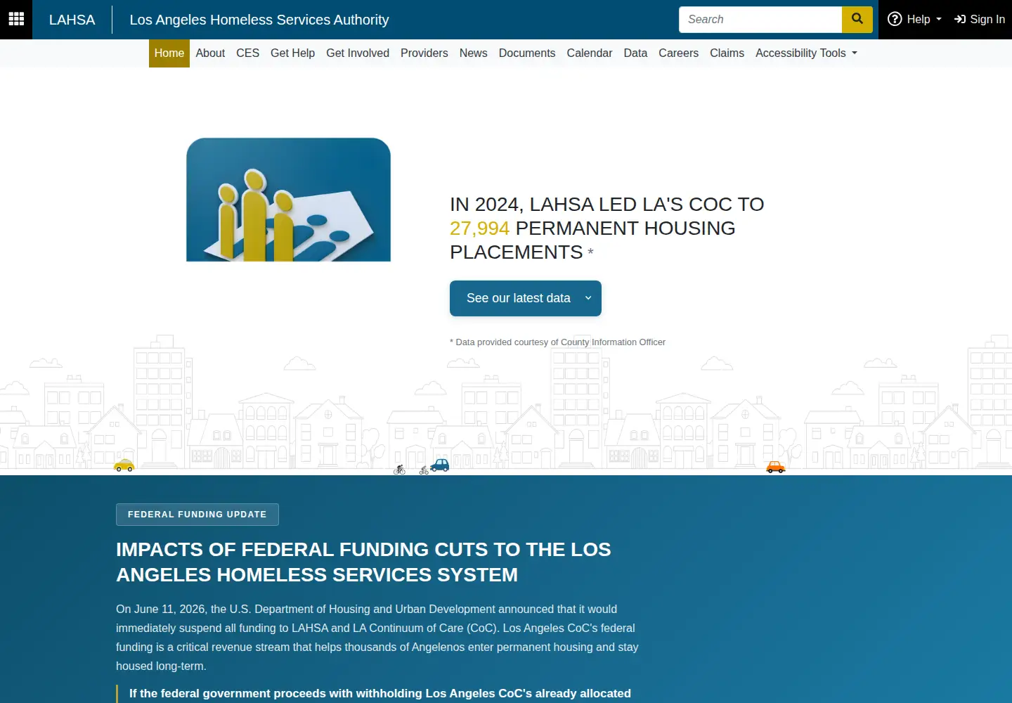 Screenshot of lahsa.org