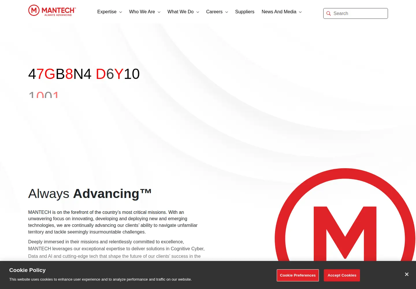 Screenshot of mantech.com