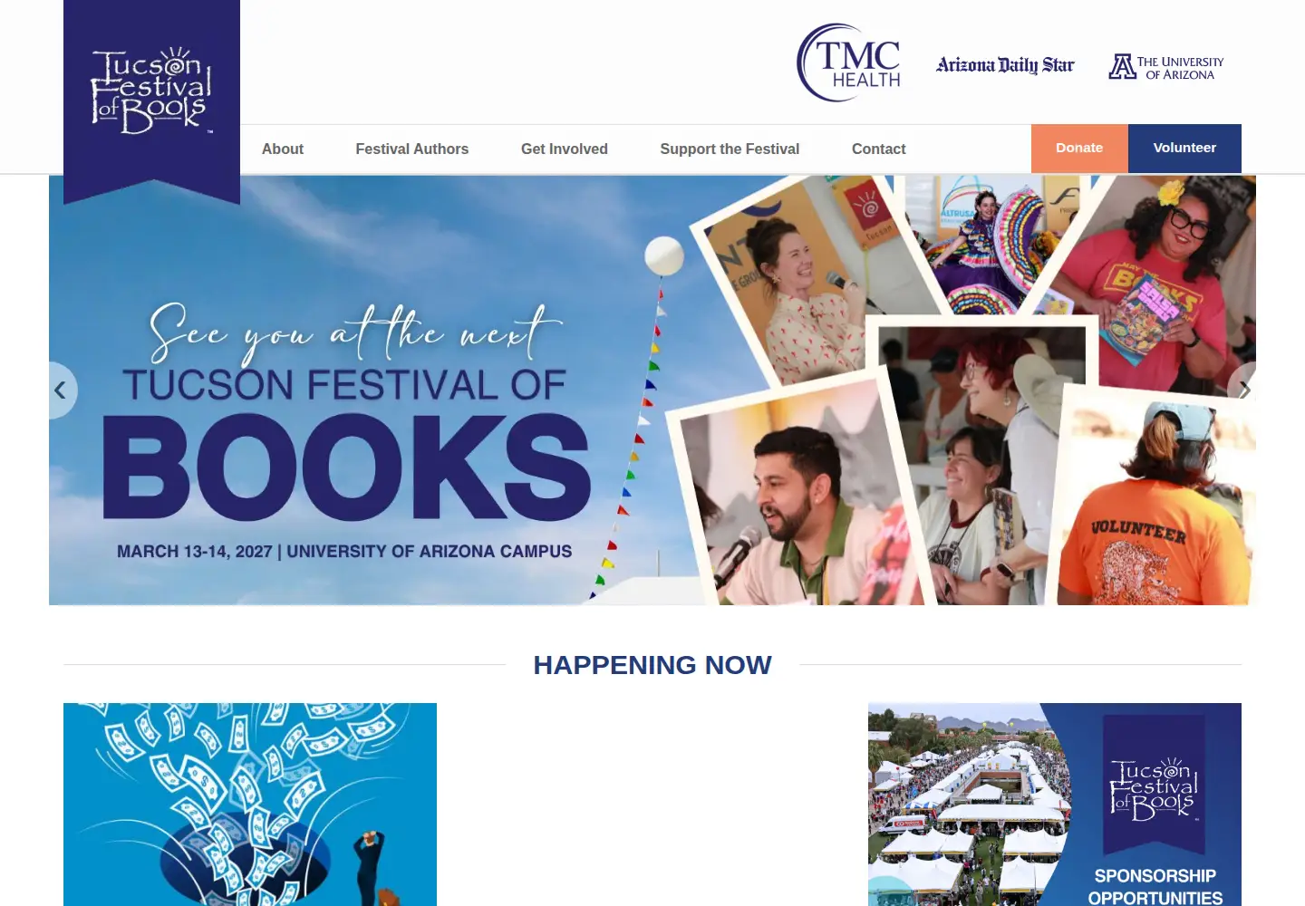 Screenshot of tucsonfestivalofbooks.org