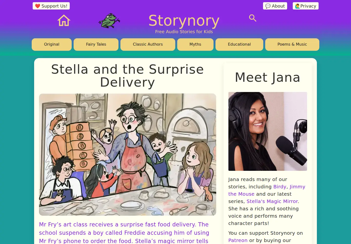 Screenshot of storynory.com