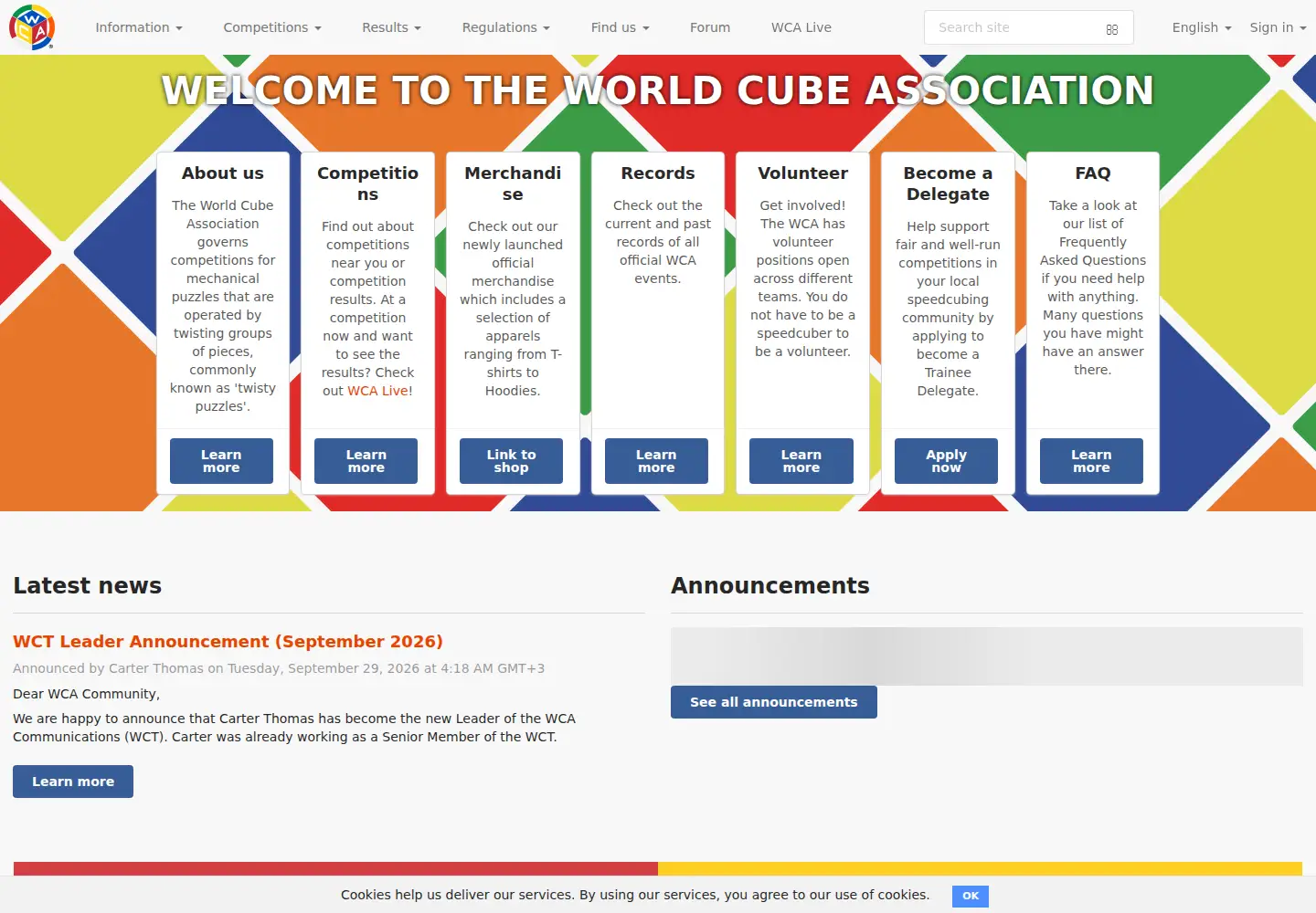 Screenshot of worldcubeassociation.org