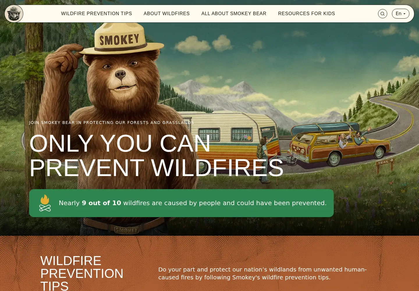 Screenshot of smokeybear.com