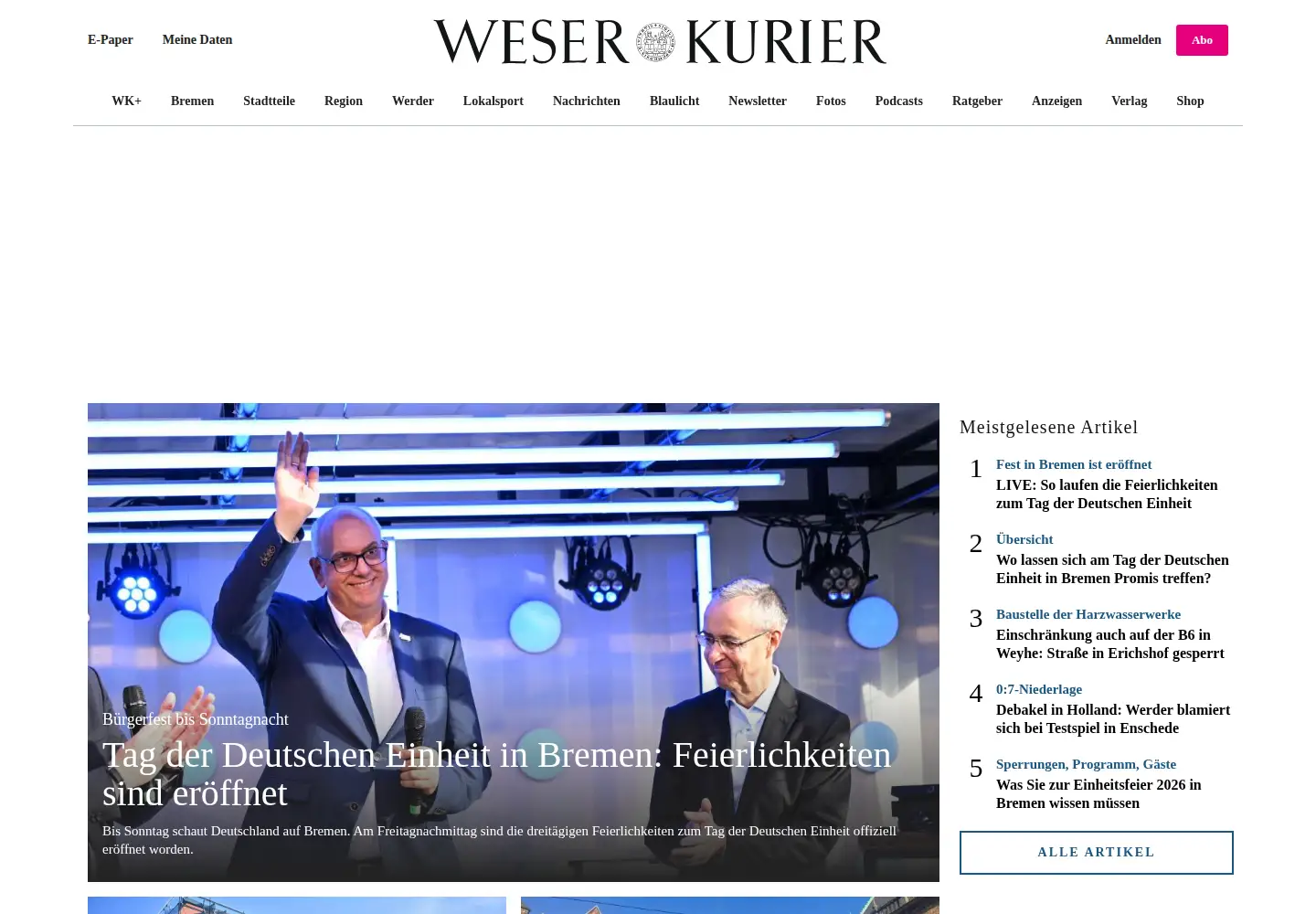 Screenshot of weser-kurier.de