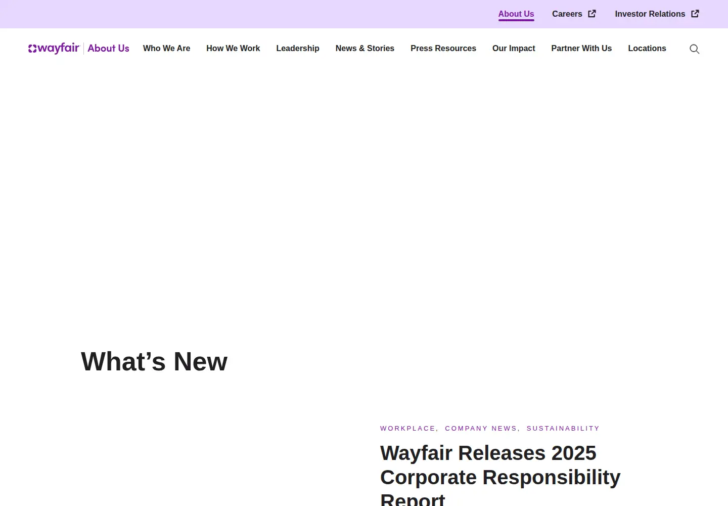 Screenshot of aboutwayfair.com