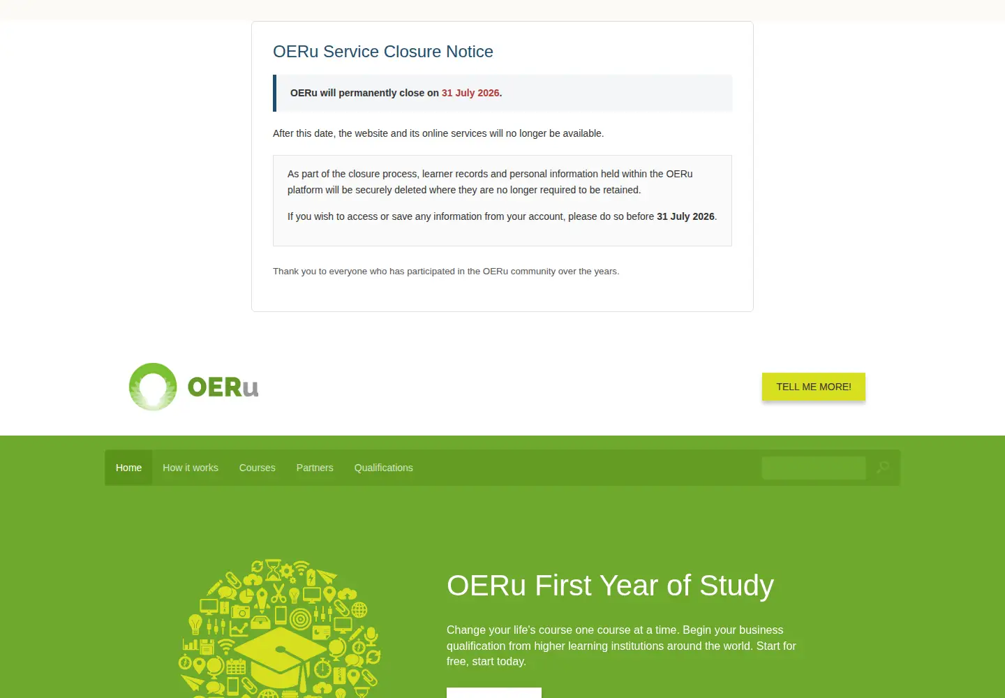 Screenshot of oeru.org