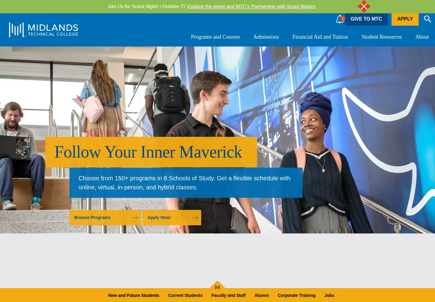 Screenshot of midlandstech.edu