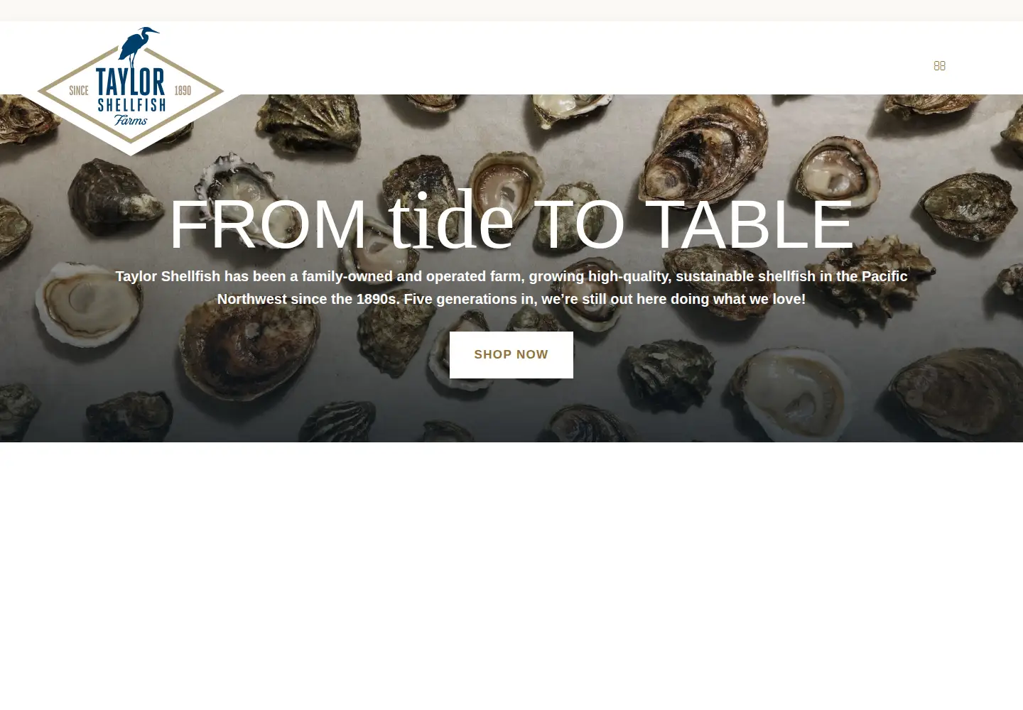 Screenshot of taylorshellfishfarms.com
