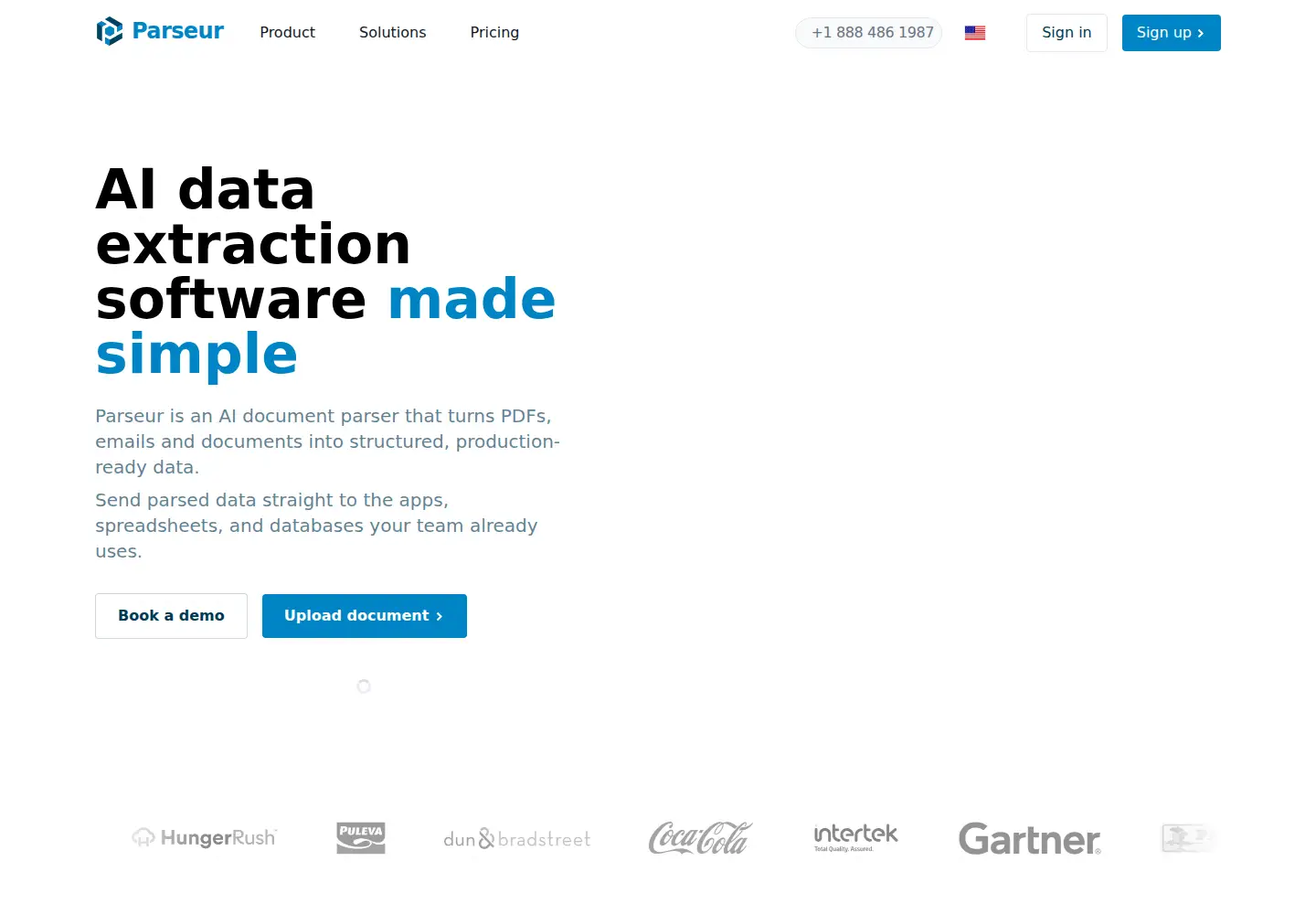 Screenshot of parseur.com