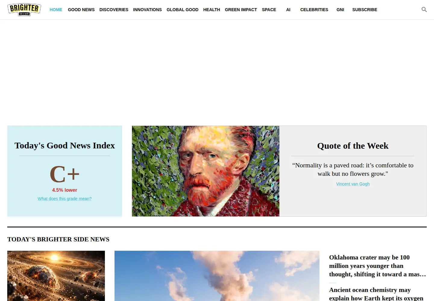 Screenshot of thebrighterside.news