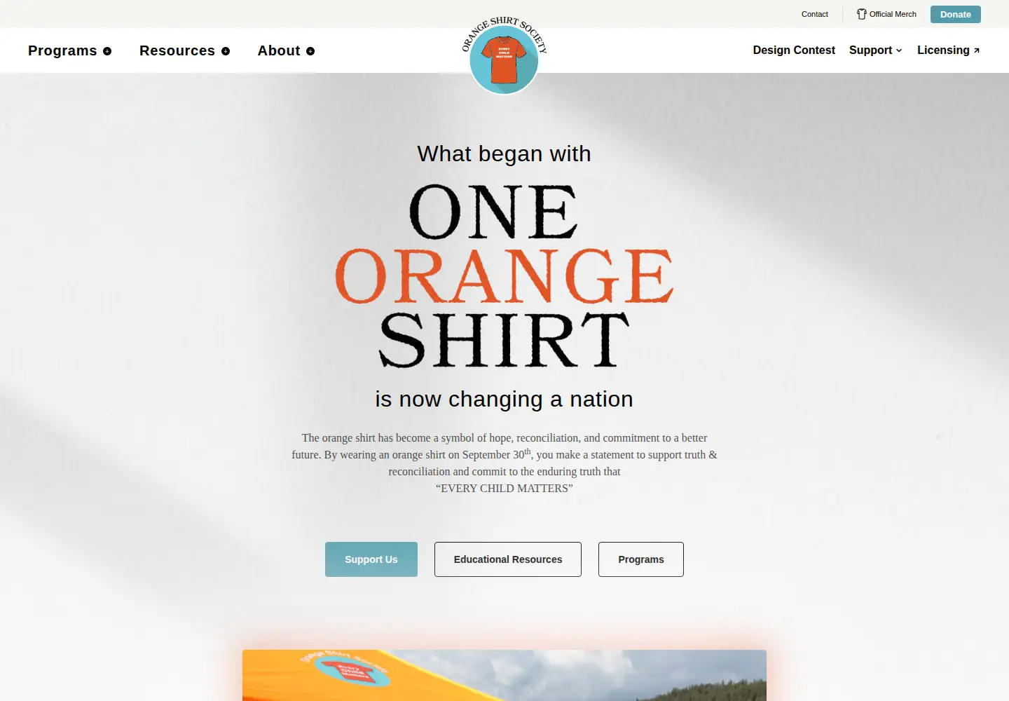 Screenshot of orangeshirtday.org