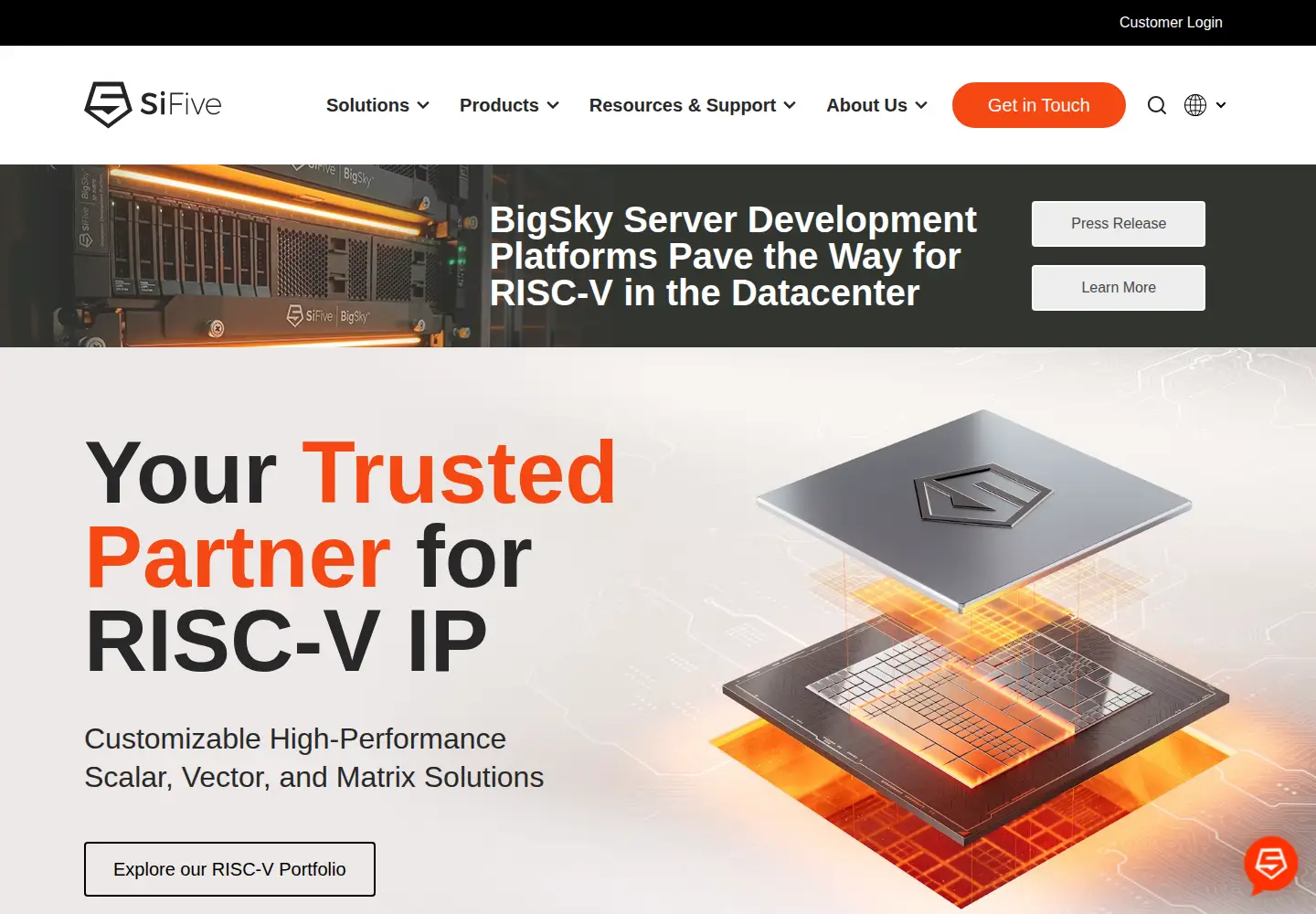 Screenshot of sifive.com