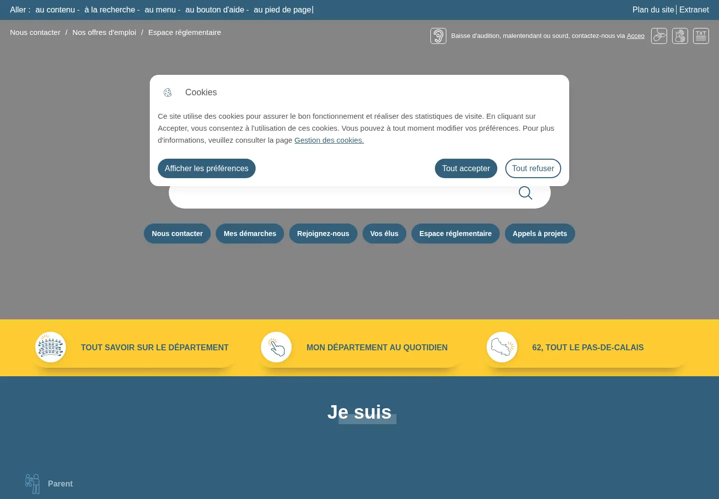 Screenshot of pasdecalais.fr