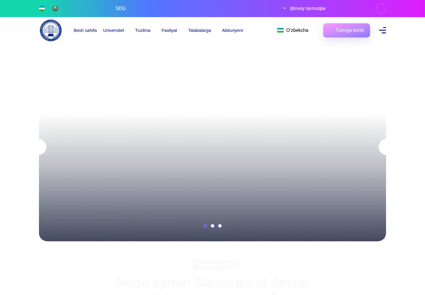 Screenshot of sammu.uz