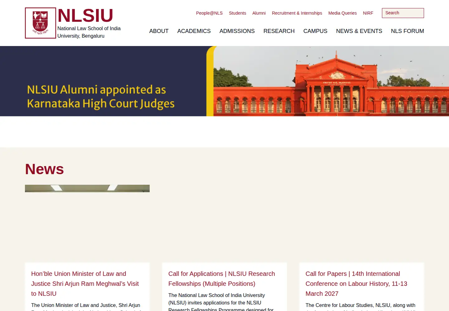 Screenshot of nls.ac.in