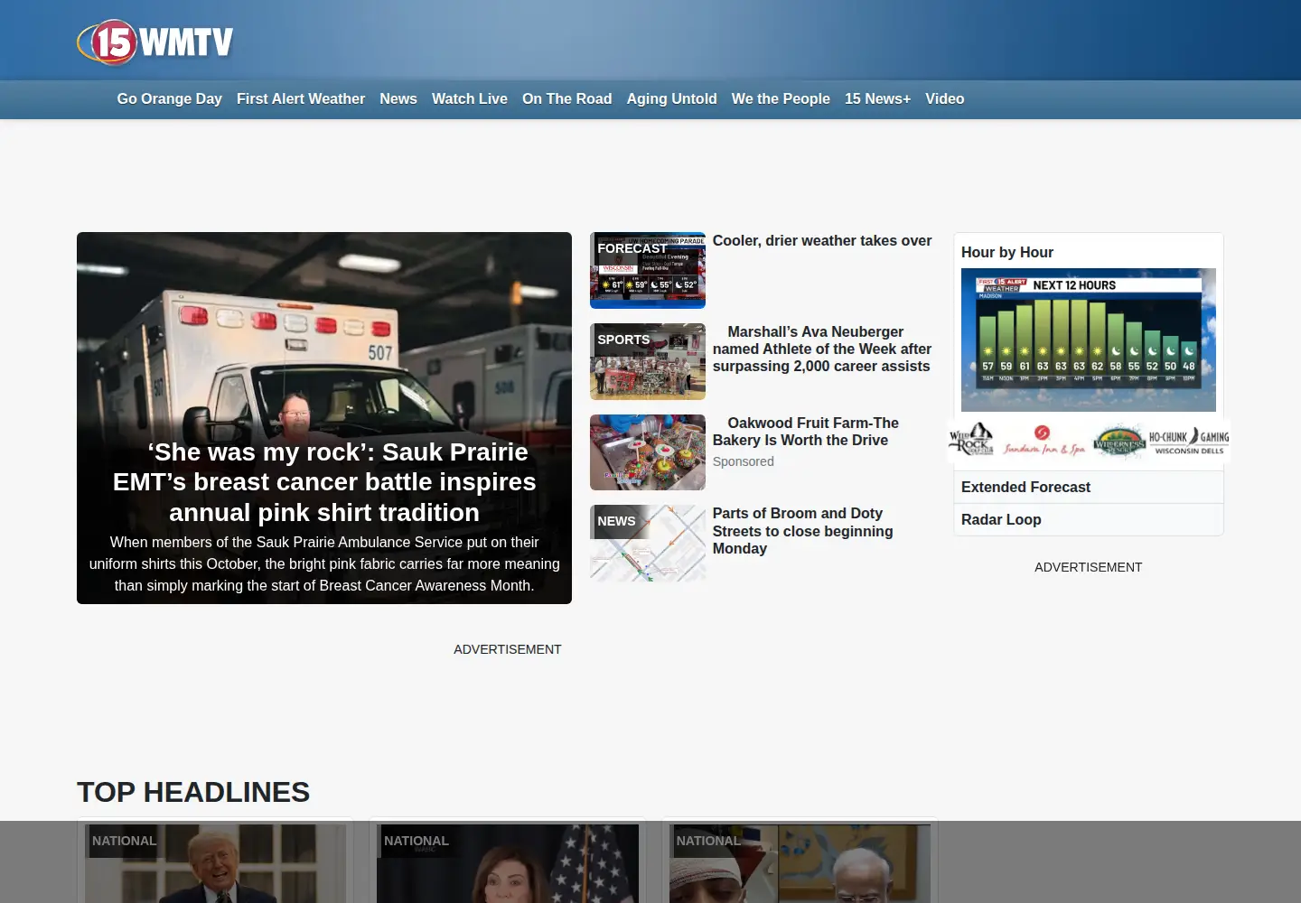 Screenshot of wmtv15news.com