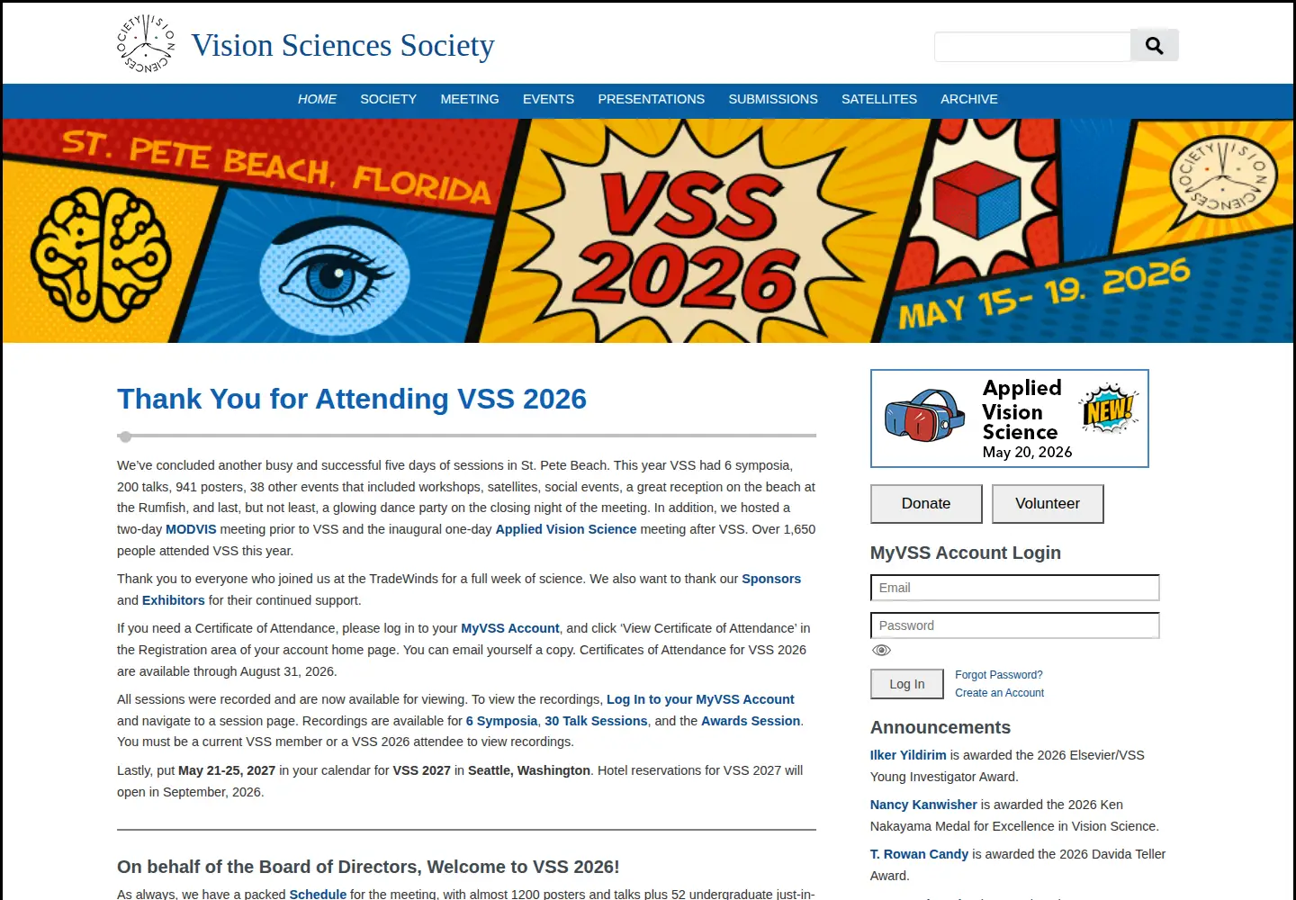 Screenshot of visionsciences.org