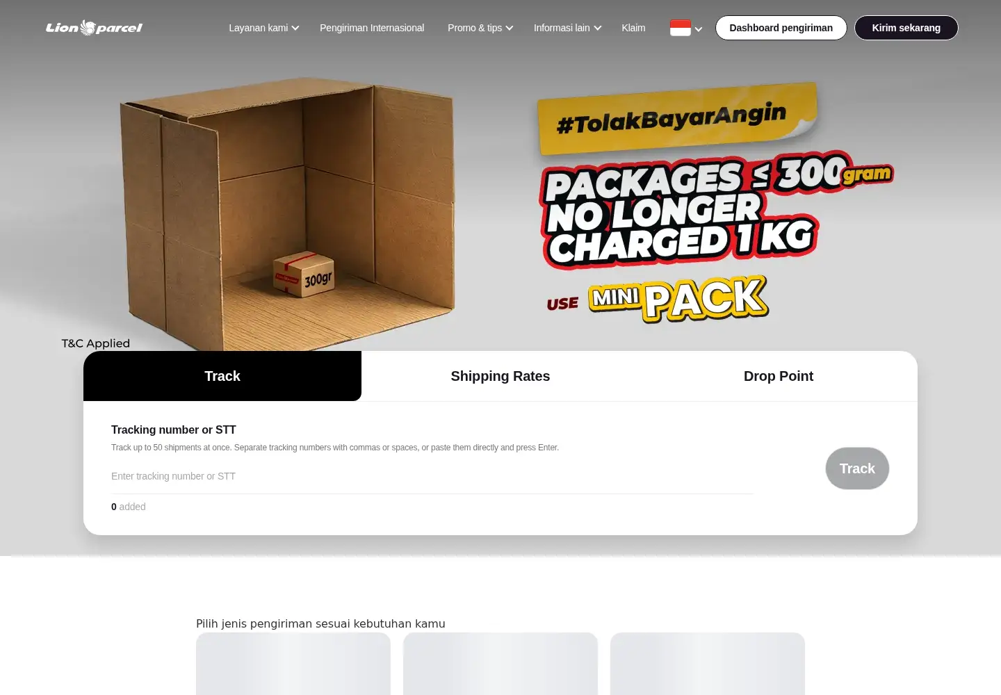 Screenshot of lionparcel.com