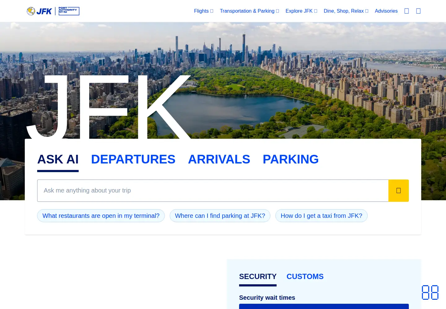 Screenshot of jfkairport.com