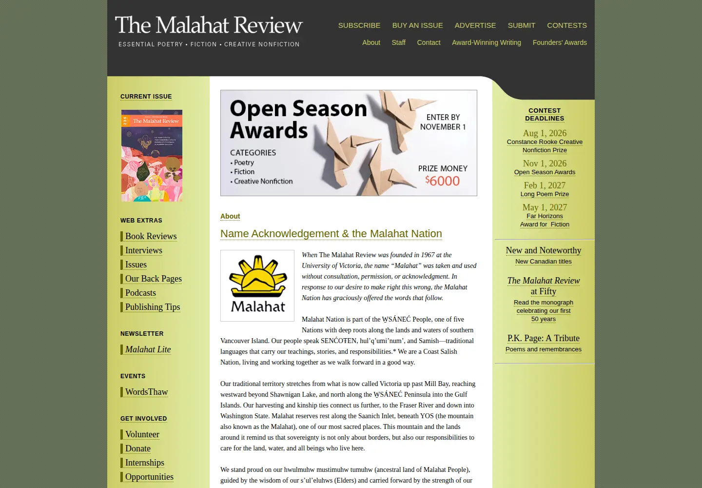 Screenshot of malahatreview.ca