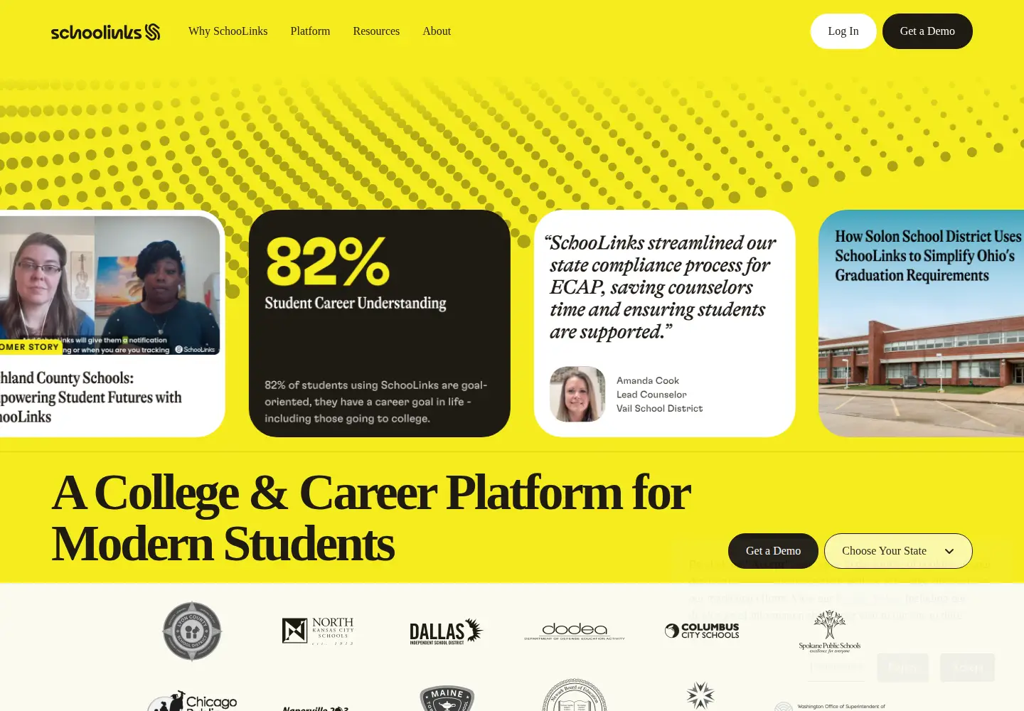 Screenshot of schoolinks.com