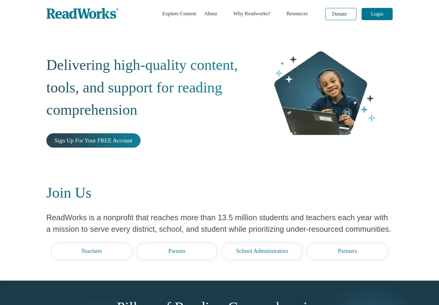 Screenshot of readworks.org