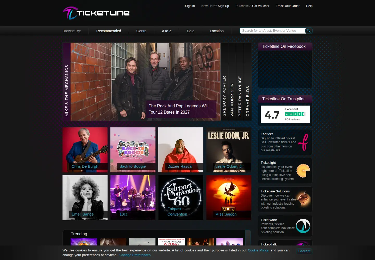 Screenshot of ticketline.co.uk