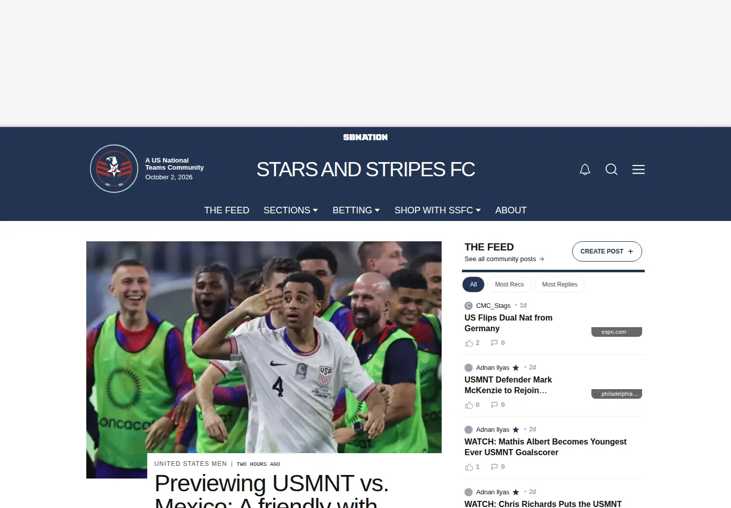 Screenshot of starsandstripesfc.com