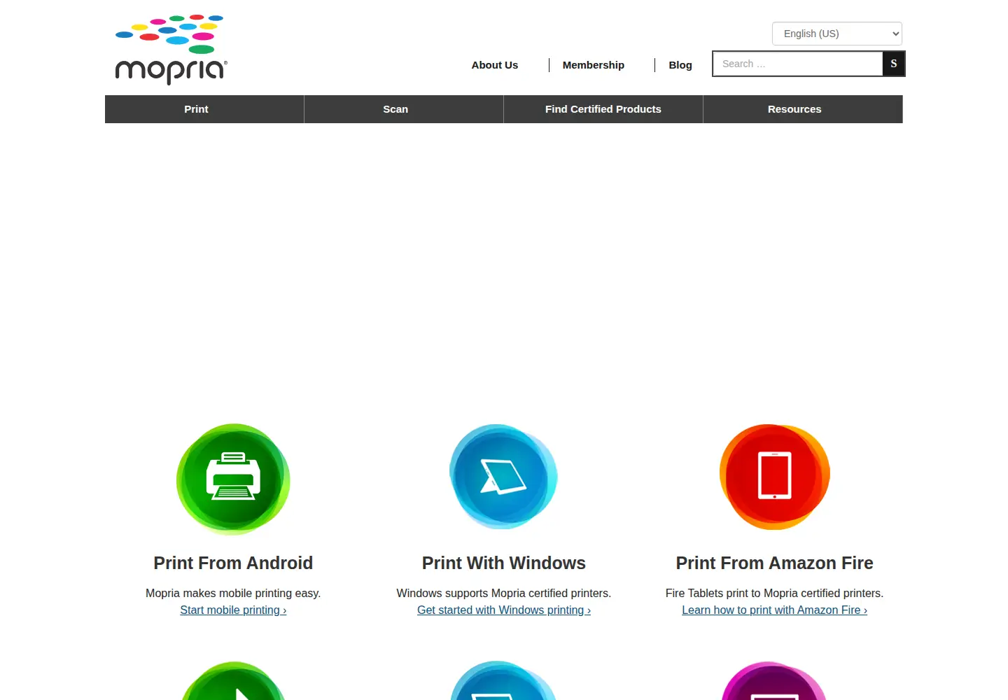 Screenshot of mopria.org