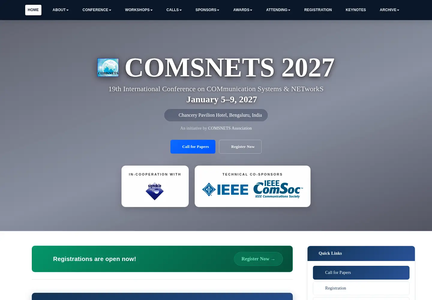 Screenshot of comsnets.org