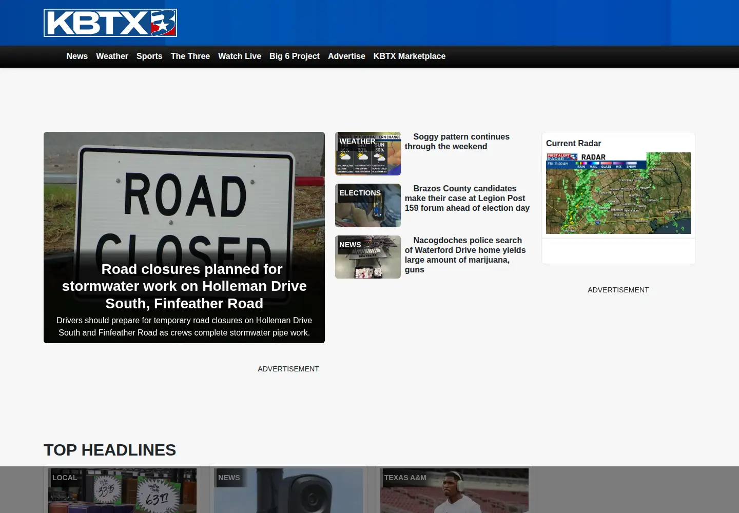 Screenshot of kbtx.com