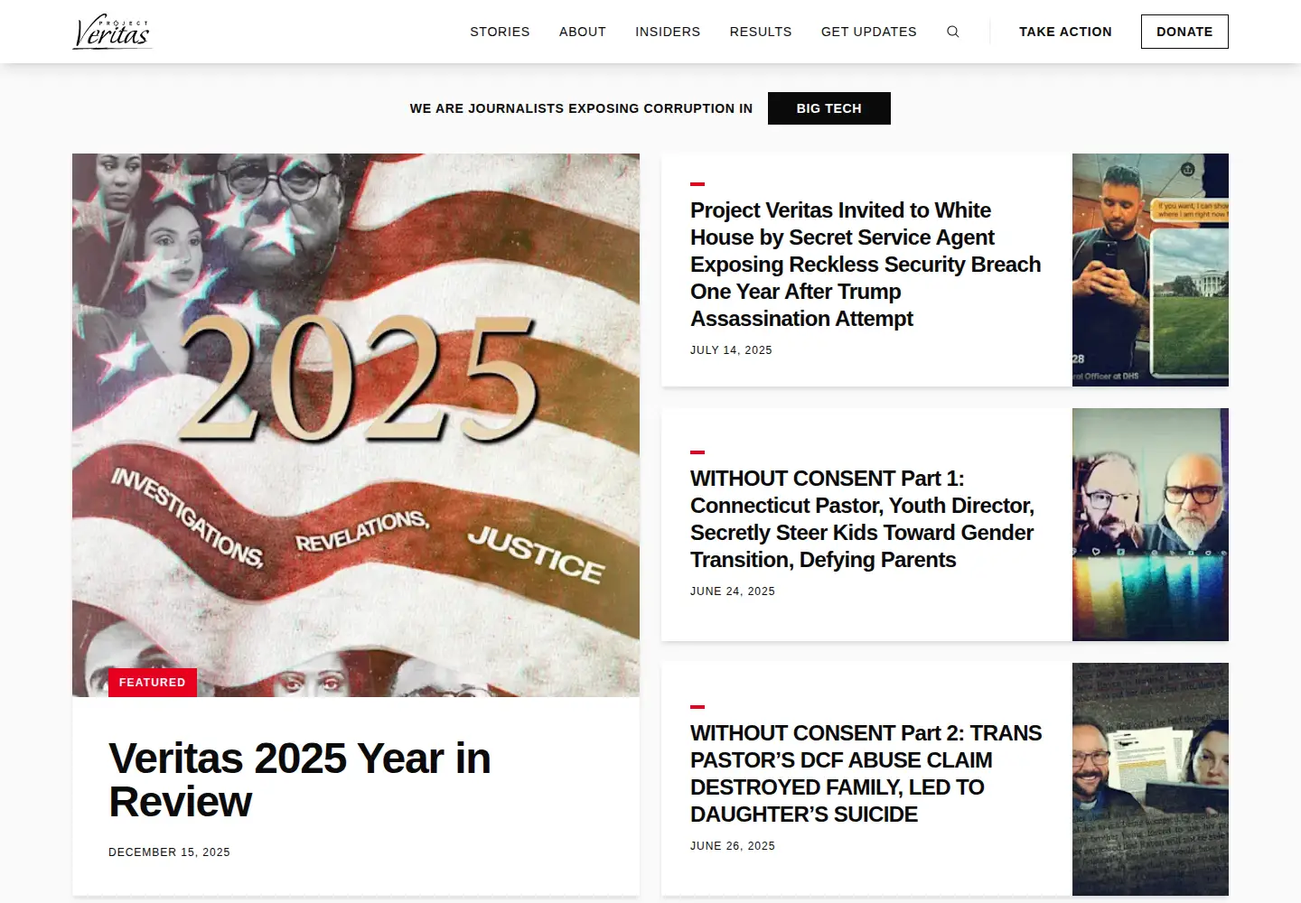 Screenshot of projectveritas.com
