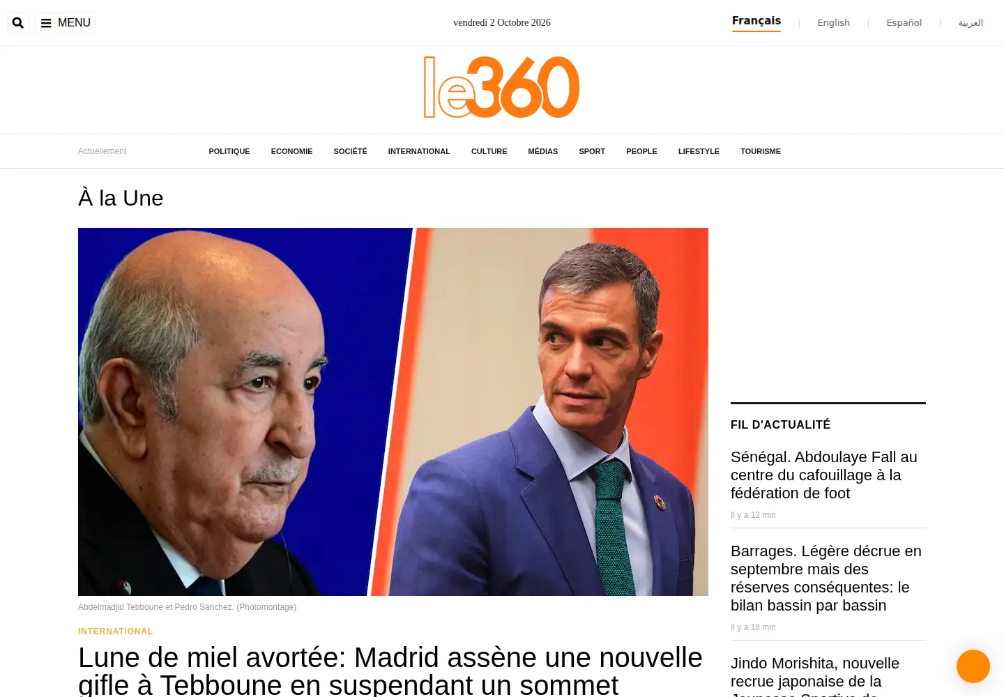 Screenshot of le360.ma