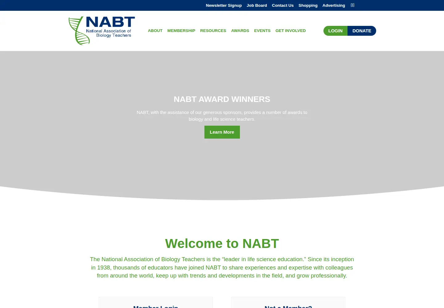 Captured homepage of nabt.org in the current scan